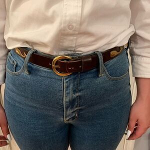 Royen Leather Whale Motif Belt sz 32 EUC